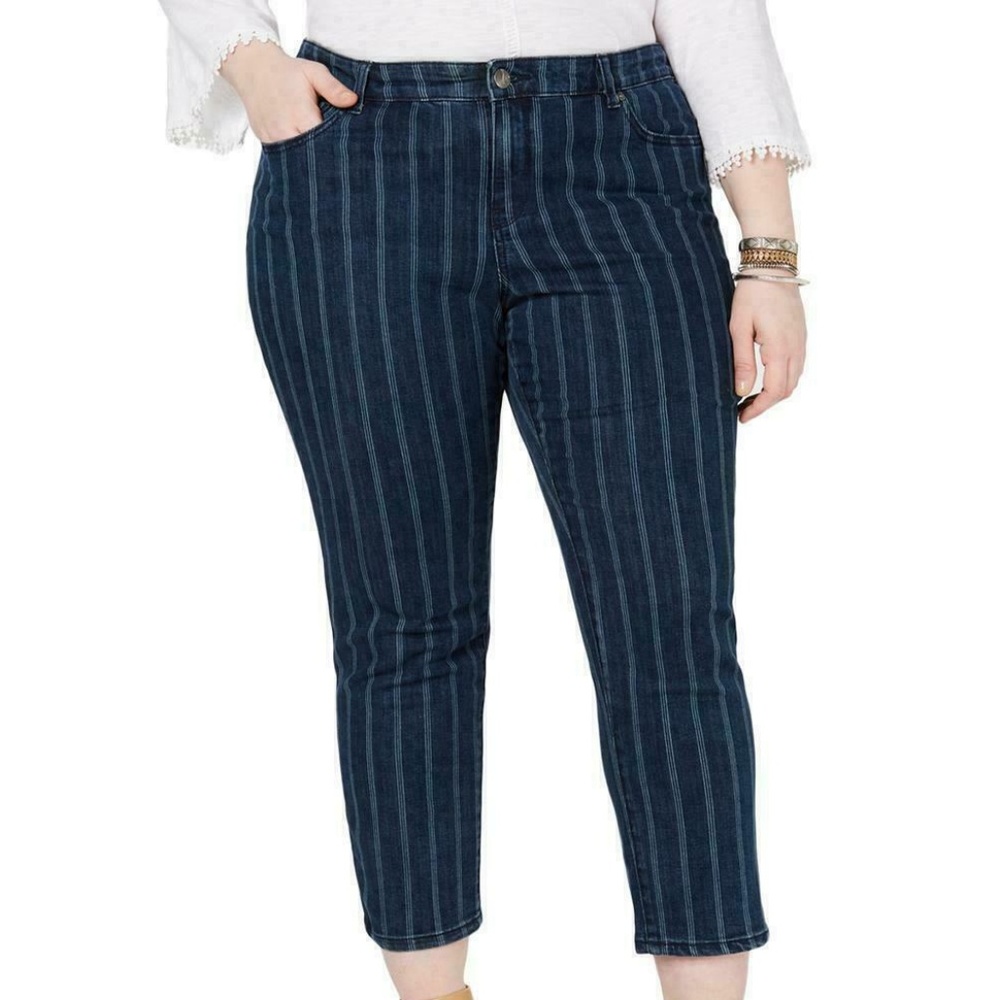 Style & Co Jagger Mid Rise Ankle Jeans Pinstripe